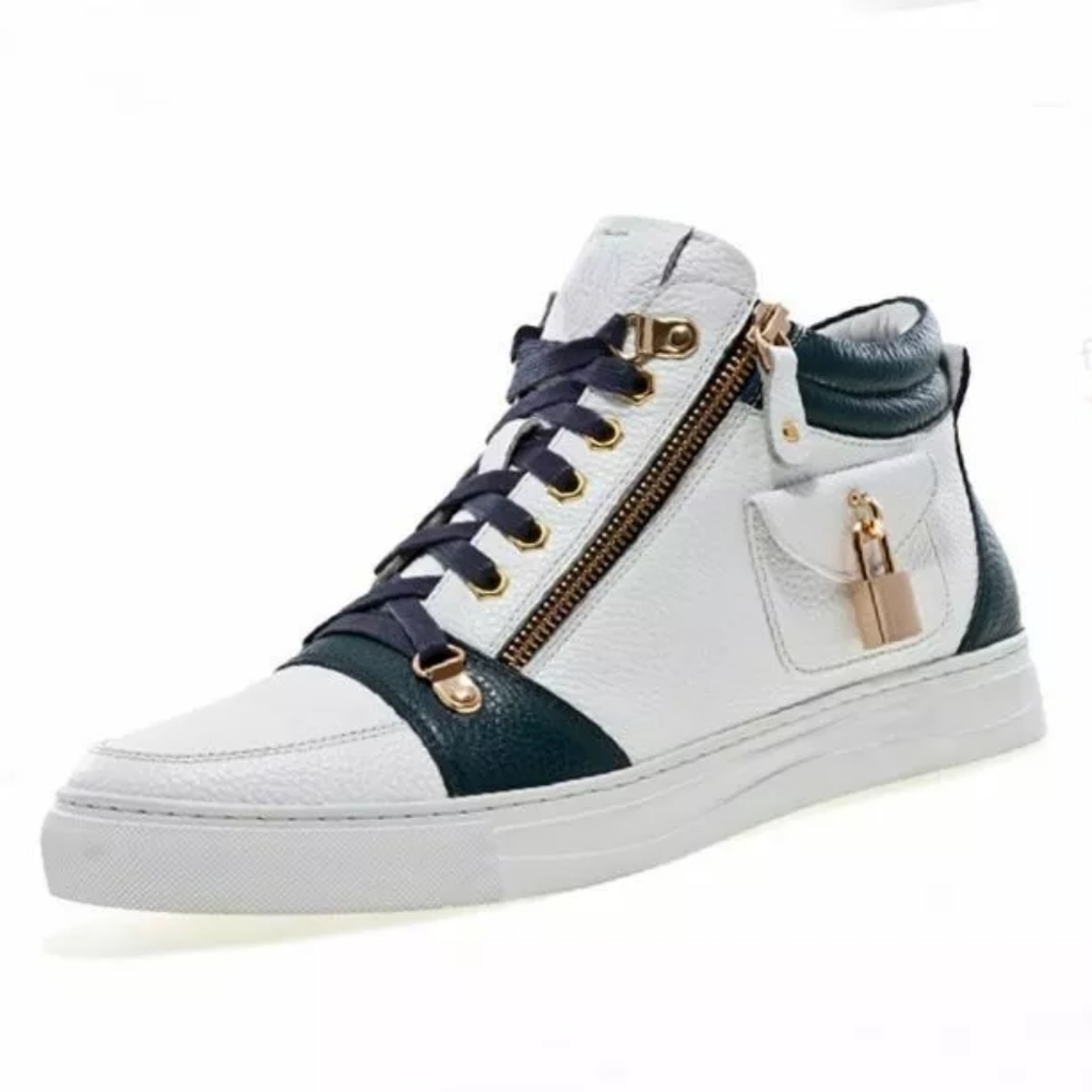 Men's J75 by Jump White Blue Zappa Mid Top Sneakers